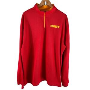 NFL Jacket Men SZ 2XL Kansas City Chiefs Red Yellow Quarter Zip Pullover Sweater